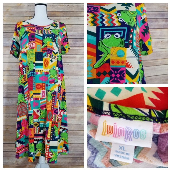 LuLaRoe Dresses & Skirts - LuLaRoe XL Kermit the Frog Disney Carly Dress